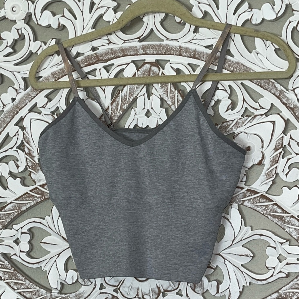 New Seamless V-Neck Shapewear Spaghetti Strap Crop Tank Top Bodycon Lounge  sz S